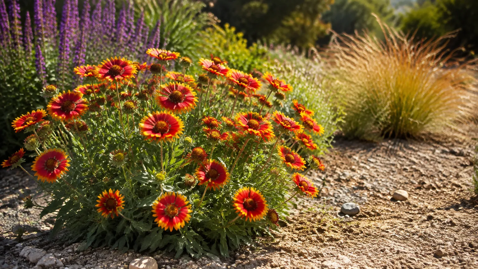 Blanket flowers thriving in a sunny, gravelly garden bed