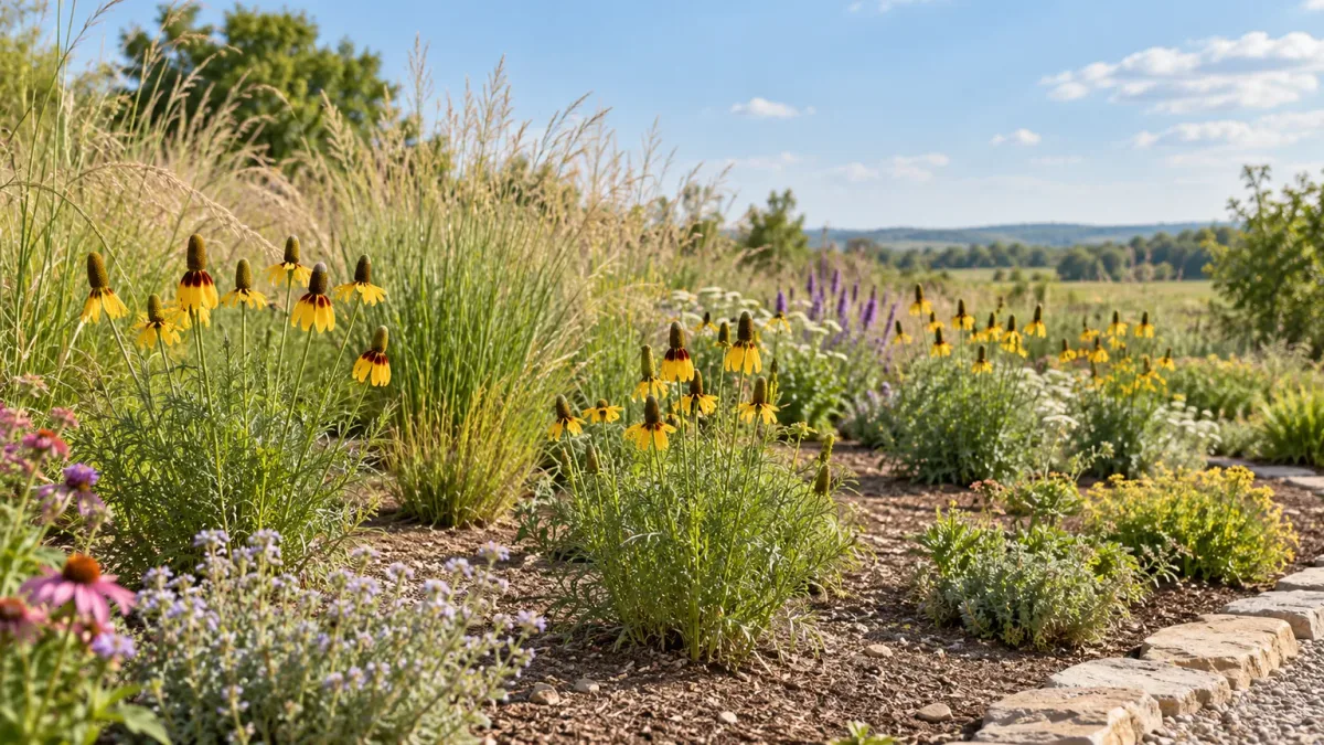 Prairie coneflower growing in a sunny, well-drained native garden border