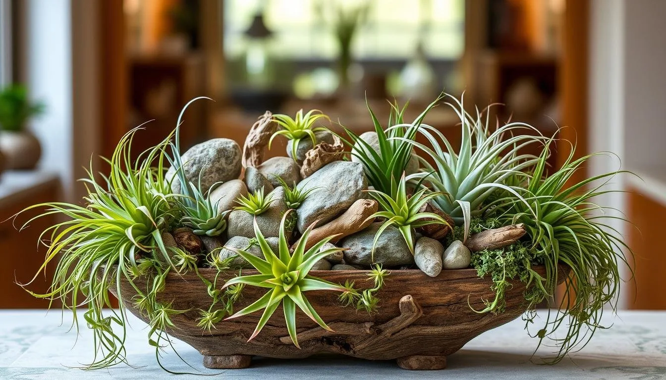Tillandsia displayed on an open, airy mount