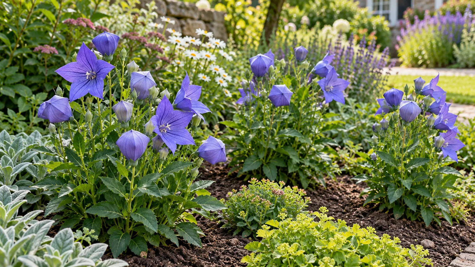 Balloon flowers spaced in a sunny, well-drained perennial border