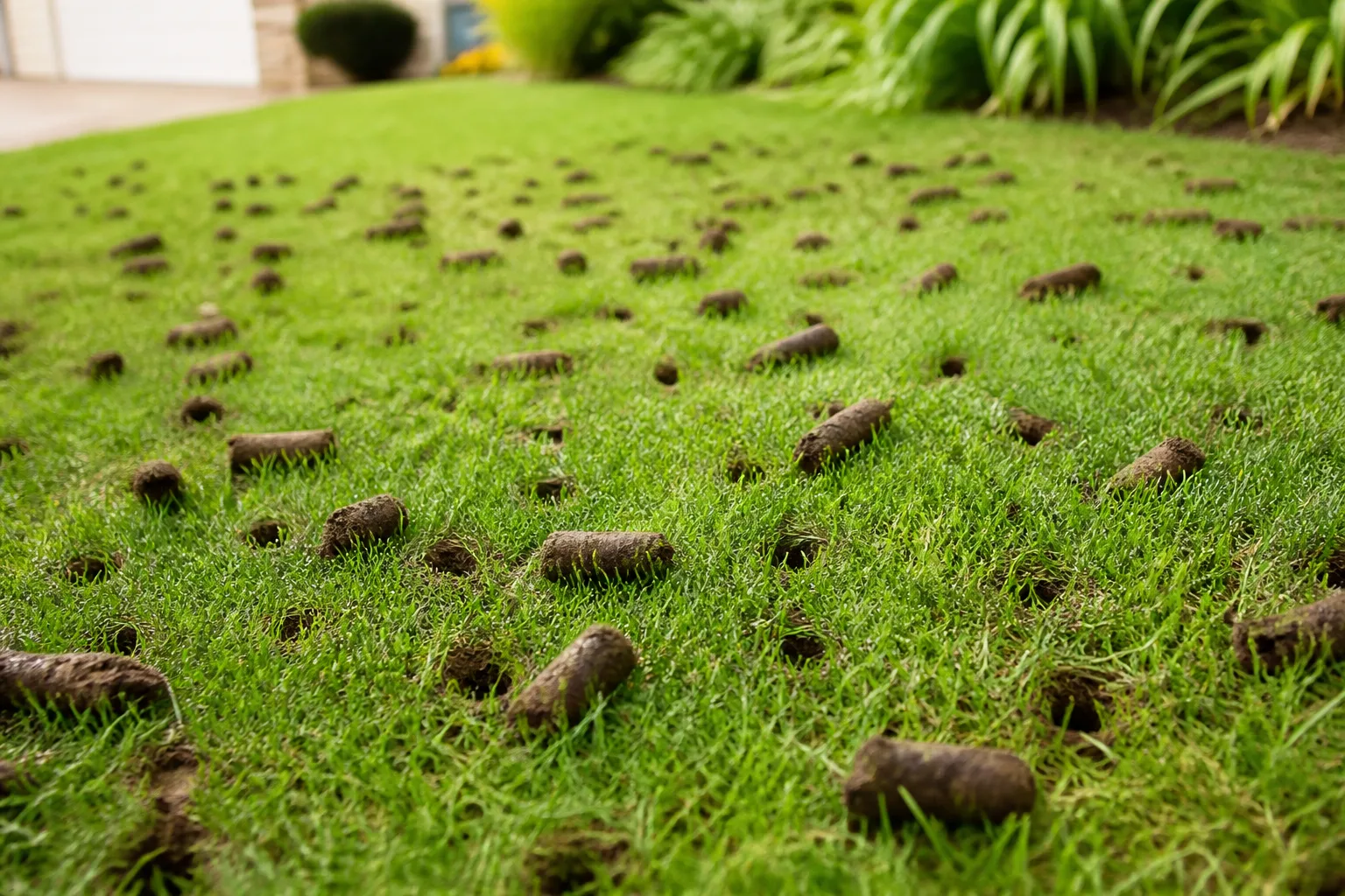 Healthy lawn soil profile showing the root zone where aeration holes improve air and water movement