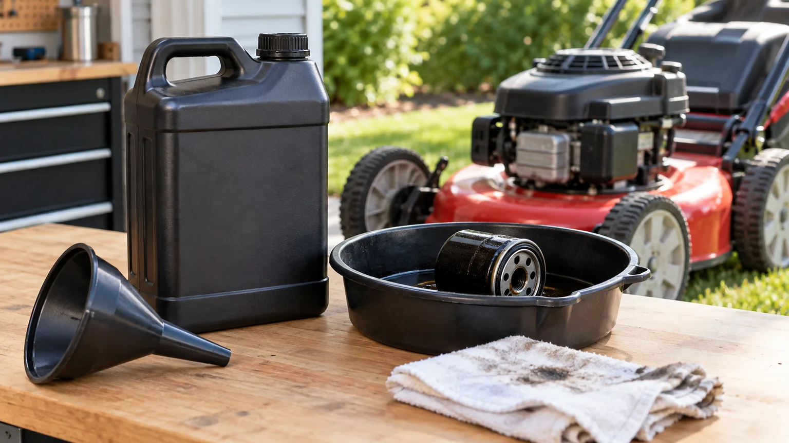 Sealed used-oil container and filter contained in a drain pan