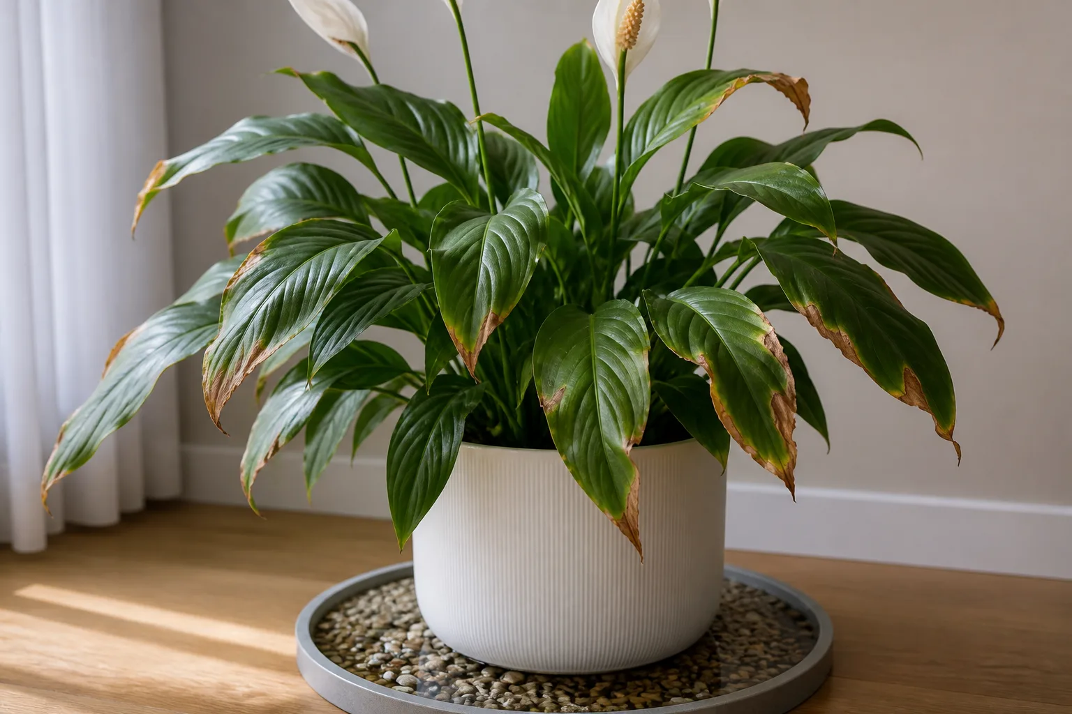 Peace Lilies for 6. low humidity and dry air