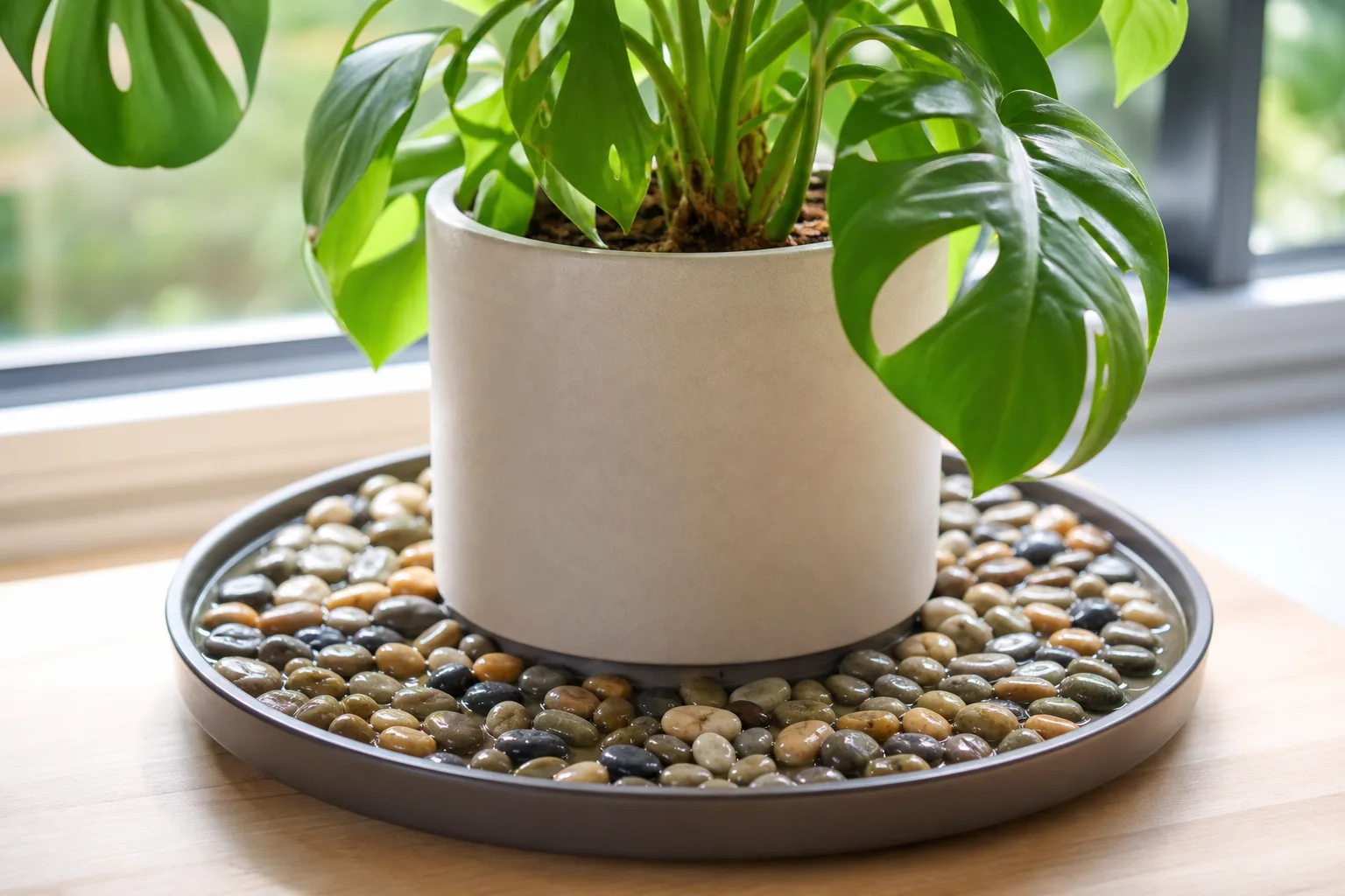 Closed terrarium with lid vented for daily airflow beside humidity-loving houseplants