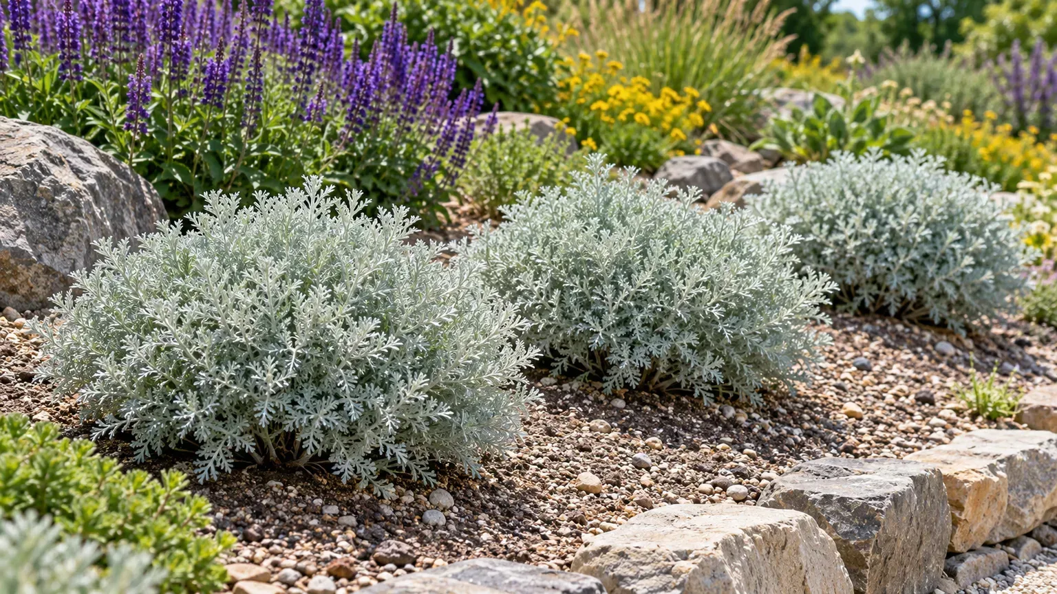 Silver Mound artemisia planted in a well-drained perennial bed