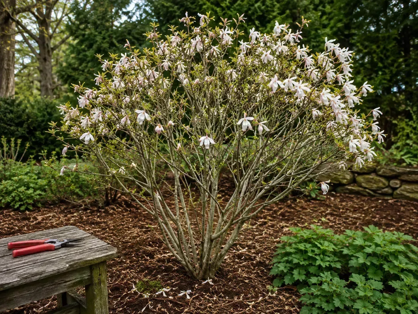 Pruning a star magnolia after flowering