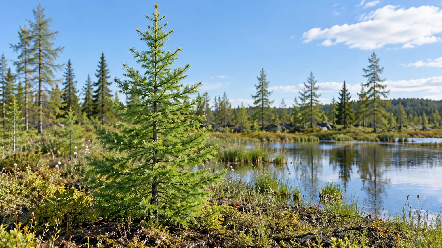 A young landscape tree in a prepared planting site, with open space around the root zone.