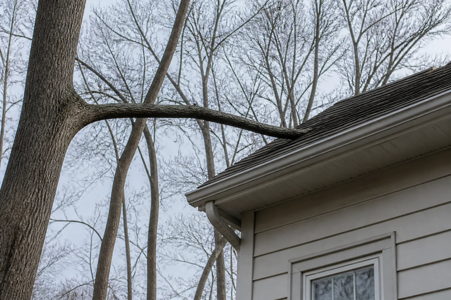 A tree limb touching a roof can give squirrels an easy route to the eaves and other roofline openings.