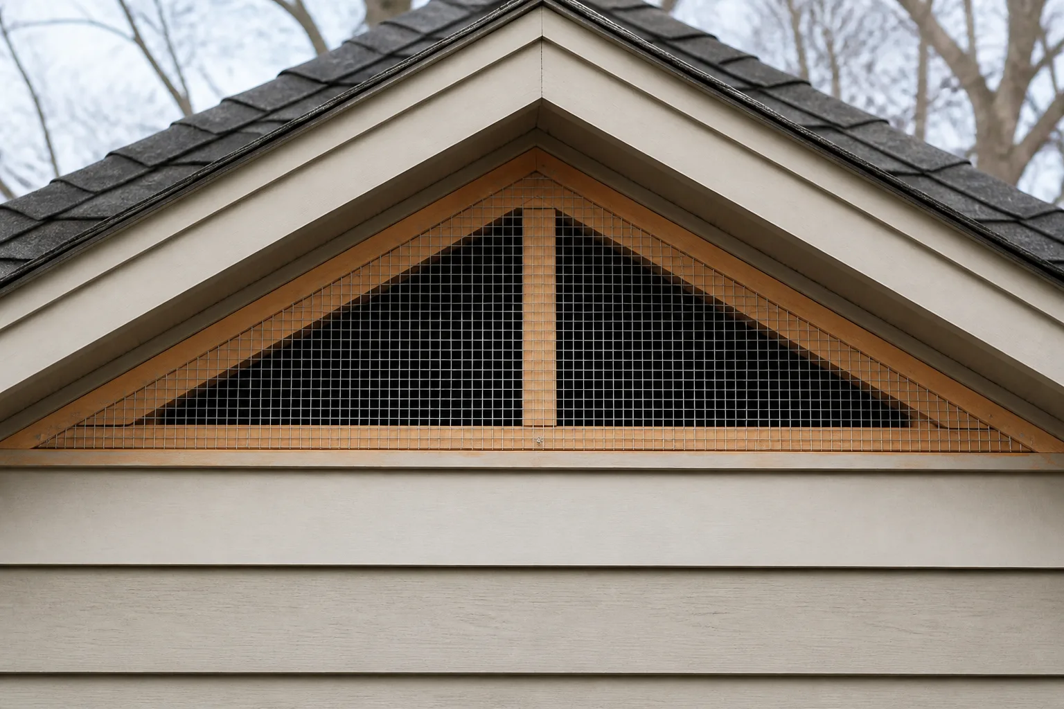 A screened roof vent shows one type of exterior opening to inspect when checking access routes