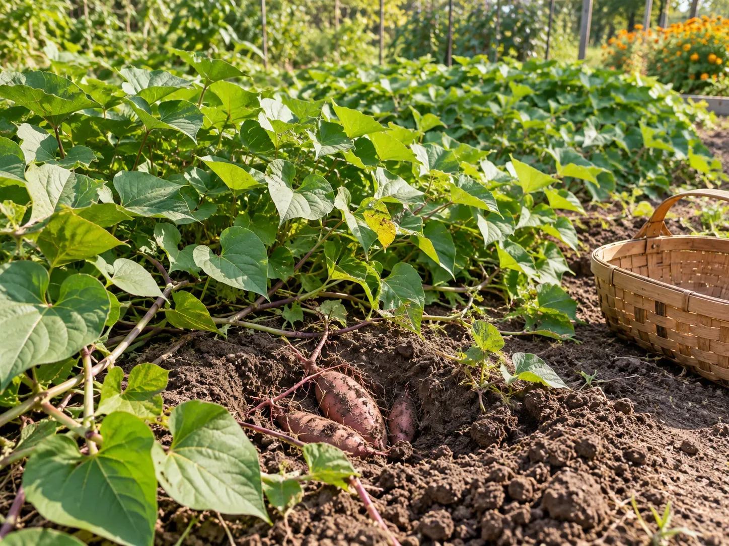 The best harvest window balances healthy vines, roots sizing in the soil, and workable weather.