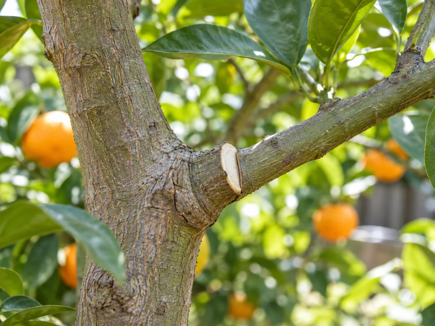 A close view of a branch junction shows where to preserve the branch collar when removing a limb.