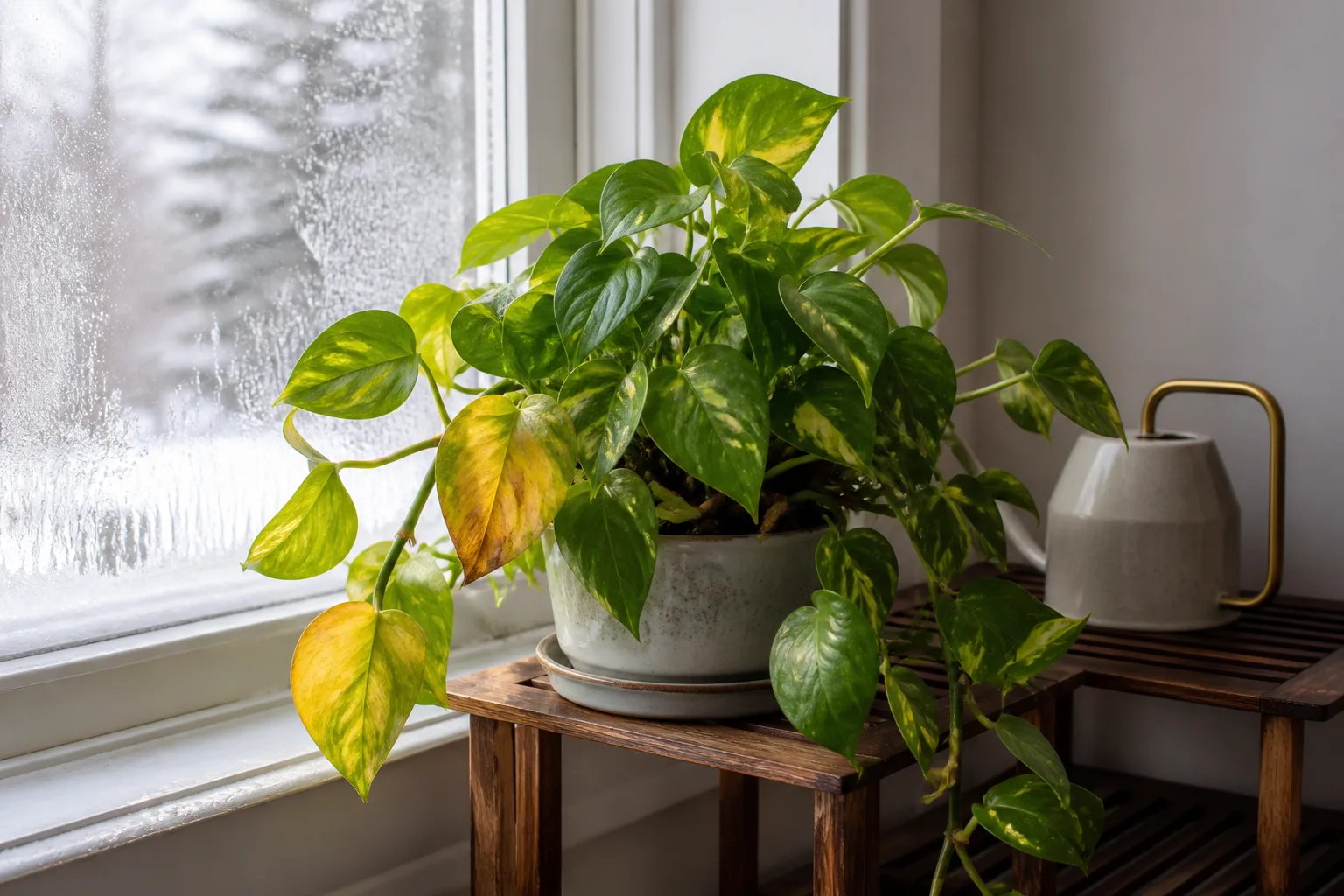 Hero illustrating winter houseplant watering mistakes that cause root rot