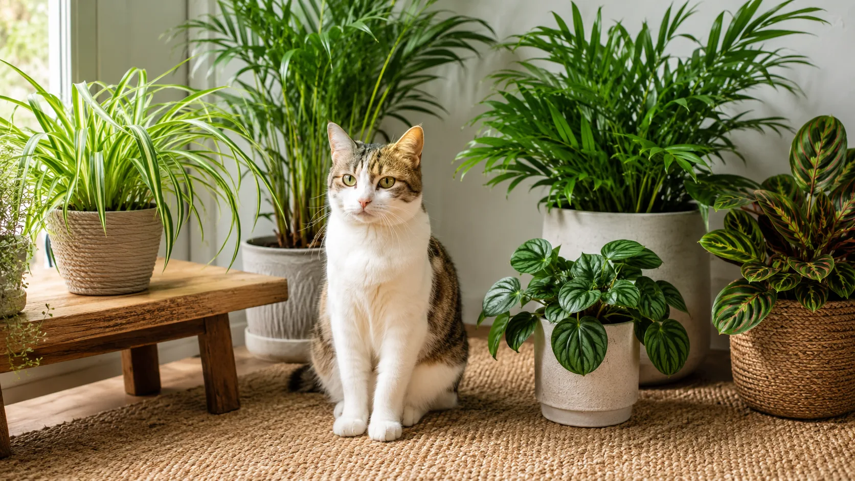 Cats with houseplants