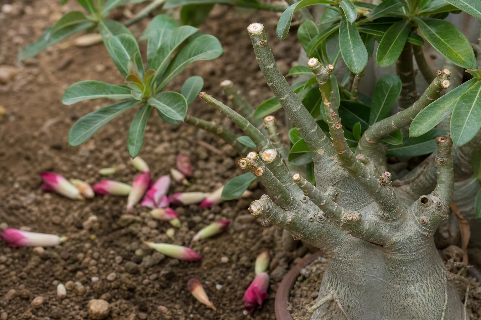 Bud Drop on Adenium - visible symptom on the plant