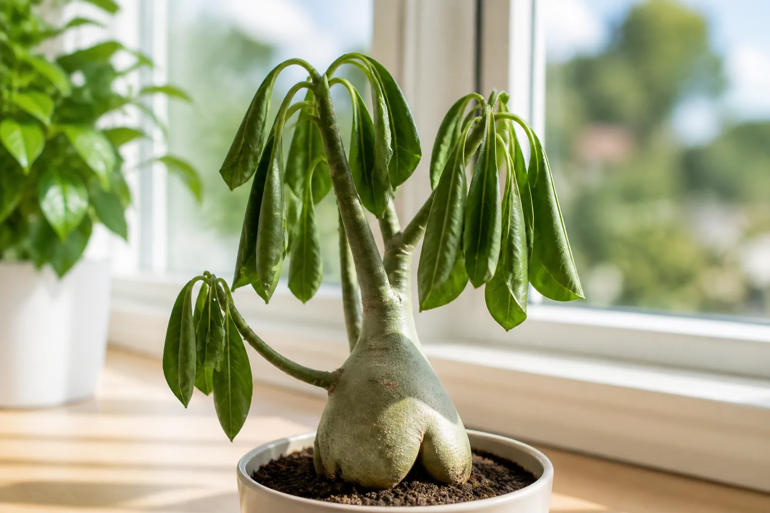 Drooping Leaves on Adenium - visible symptom on the plant