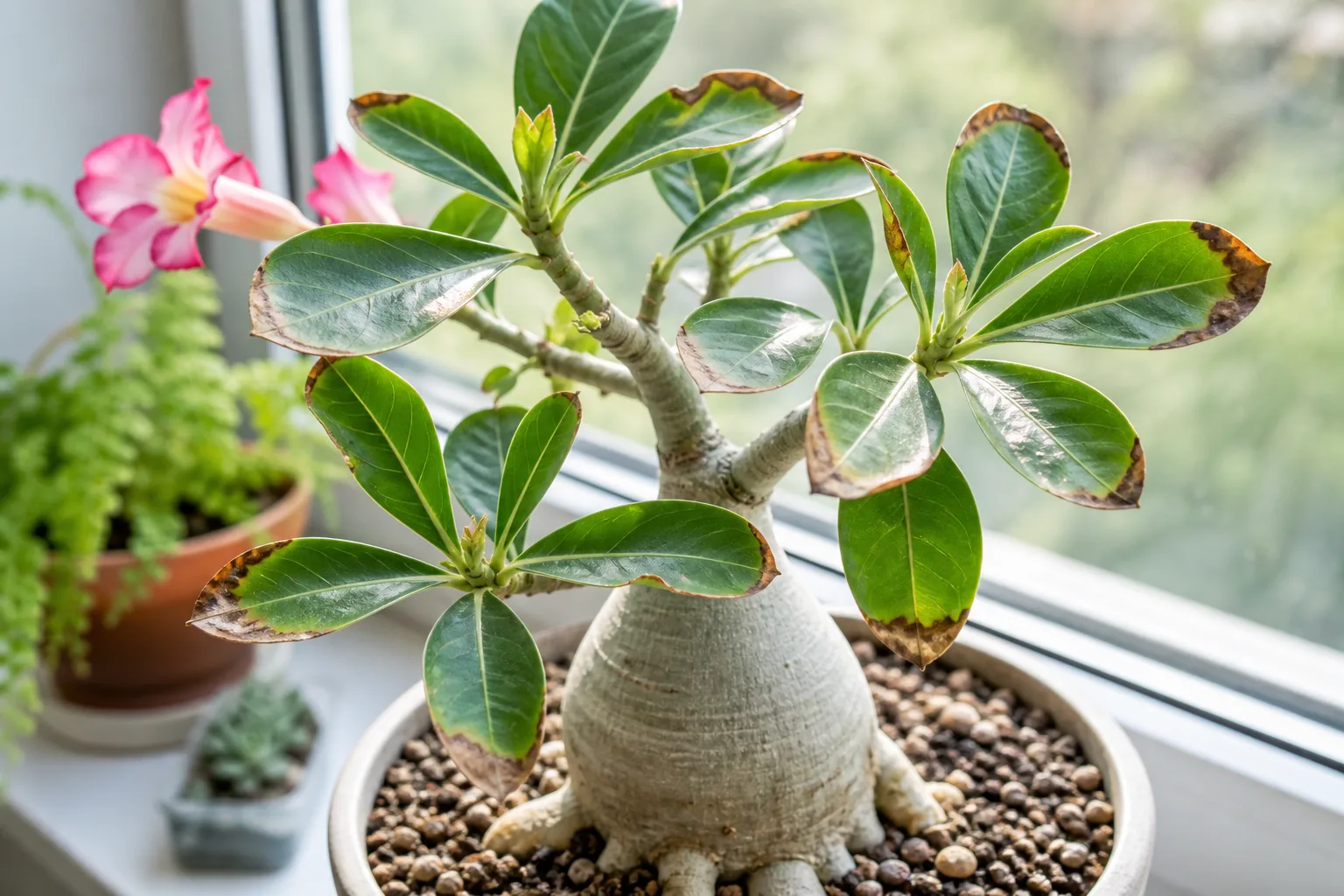 Fertilizer Burn on Adenium - visible symptom on the plant