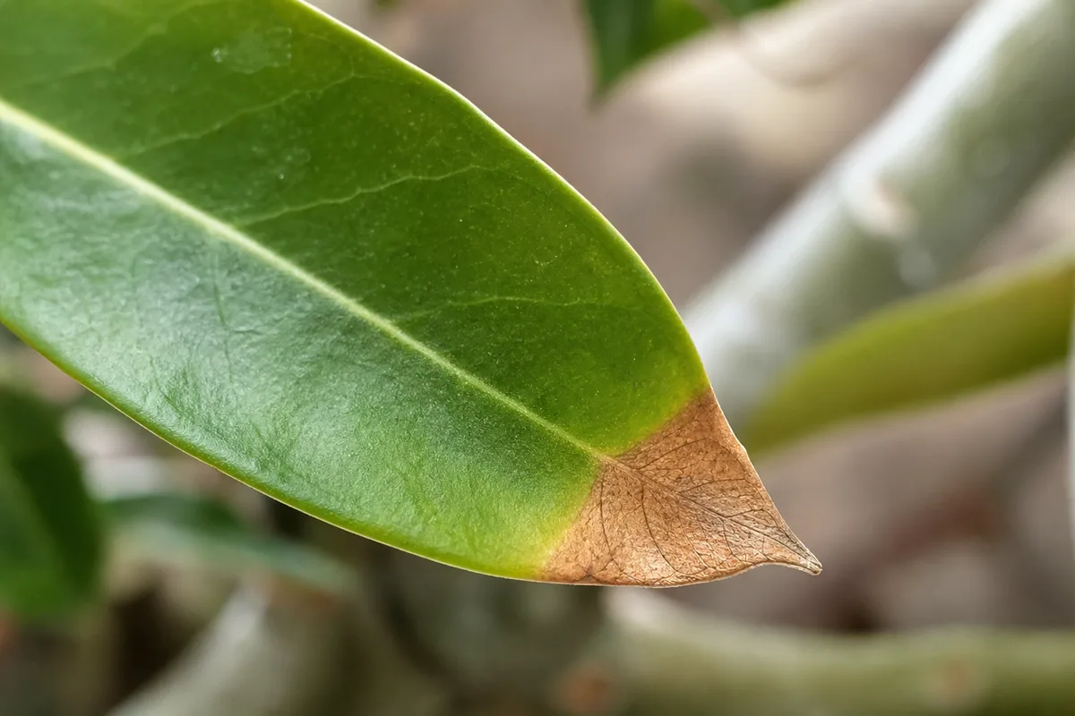 Close-up of Low Humidity on Adenium - diagnostic detail