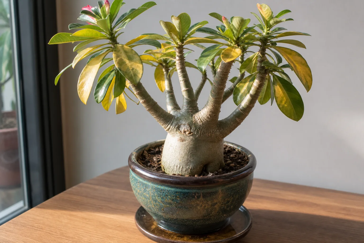 No Drainage Hole on Adenium - visible symptom on the plant