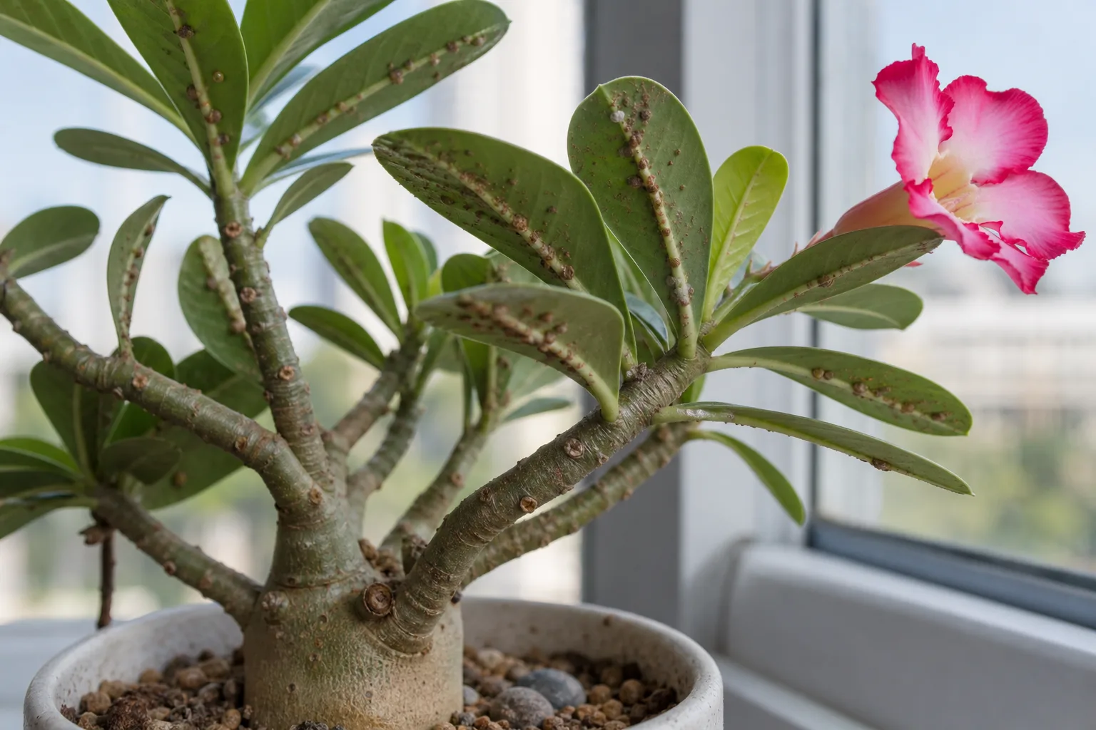 Scale Insects on Adenium - visible symptom on the plant