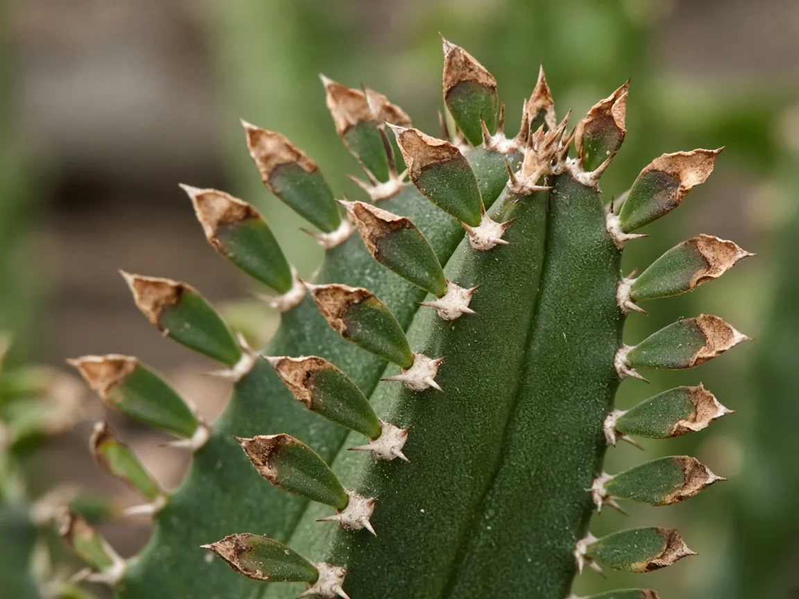Close-up of low humidity on African milk tree - diagnostic detail