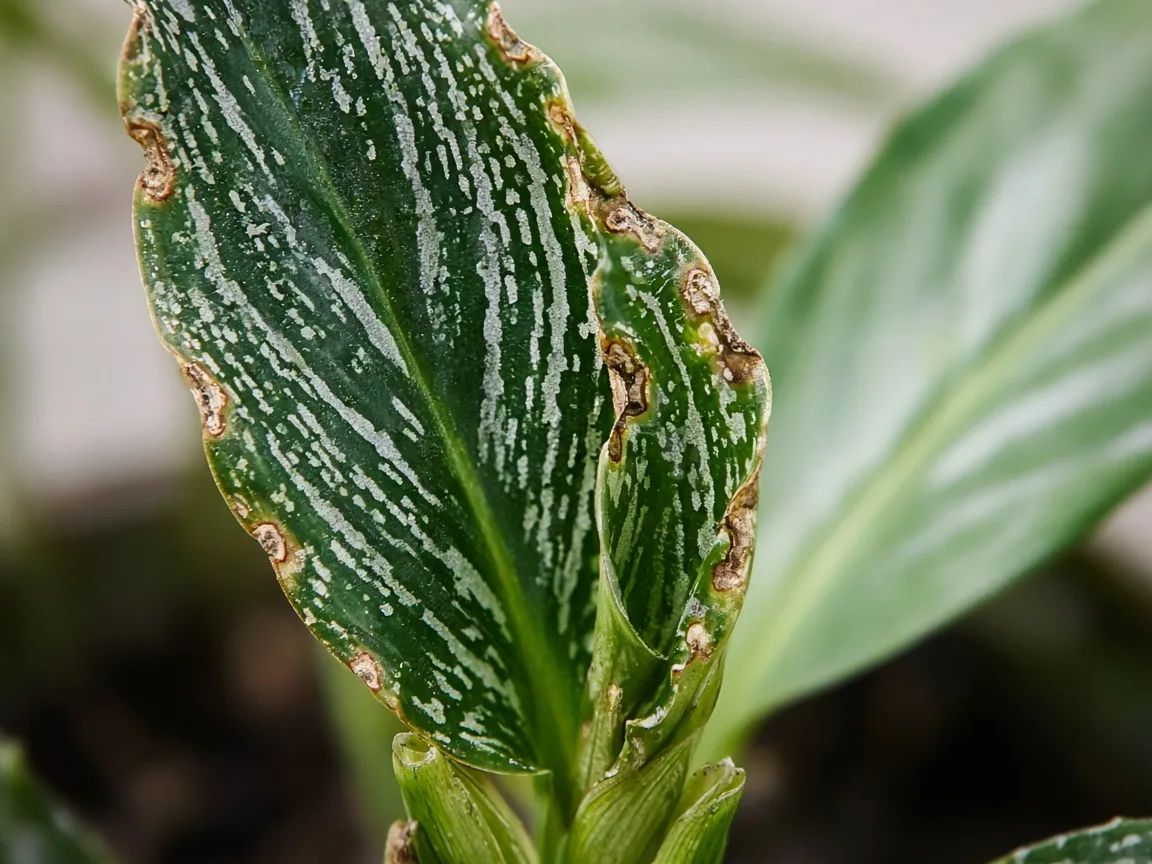 Close-up of cupped margin-burned new Cutlass crown lance leaf