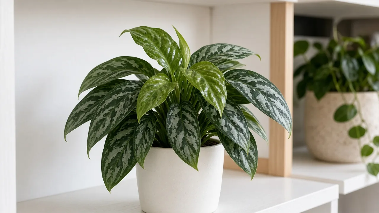 Distorted leaves on Aglaonema Maria - puckered and twisted silver-marbled new growth