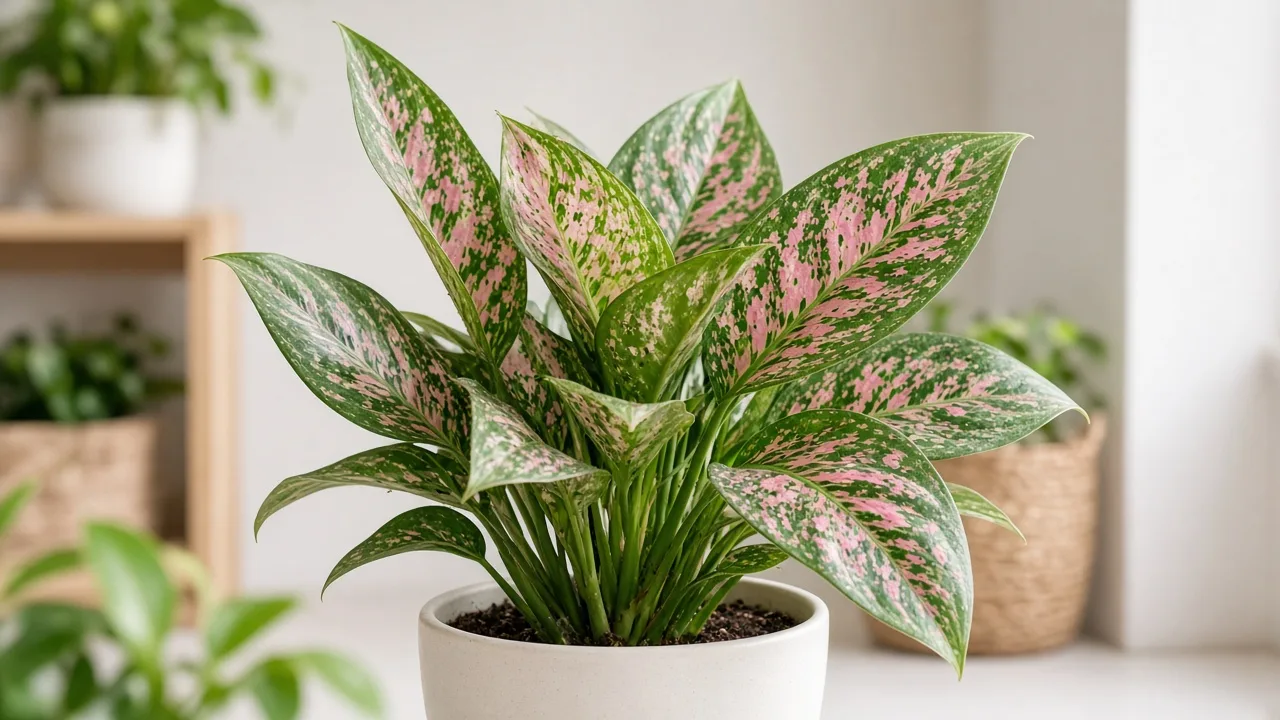 Thrips on Aglaonema Pink Dalmatian - silvery streaks on pink-speckled foliage