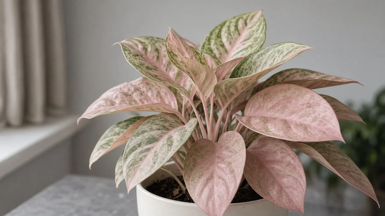 Pale Leaves on Aglaonema Red Siam - visible symptom on variegated Chinese evergreen foliage