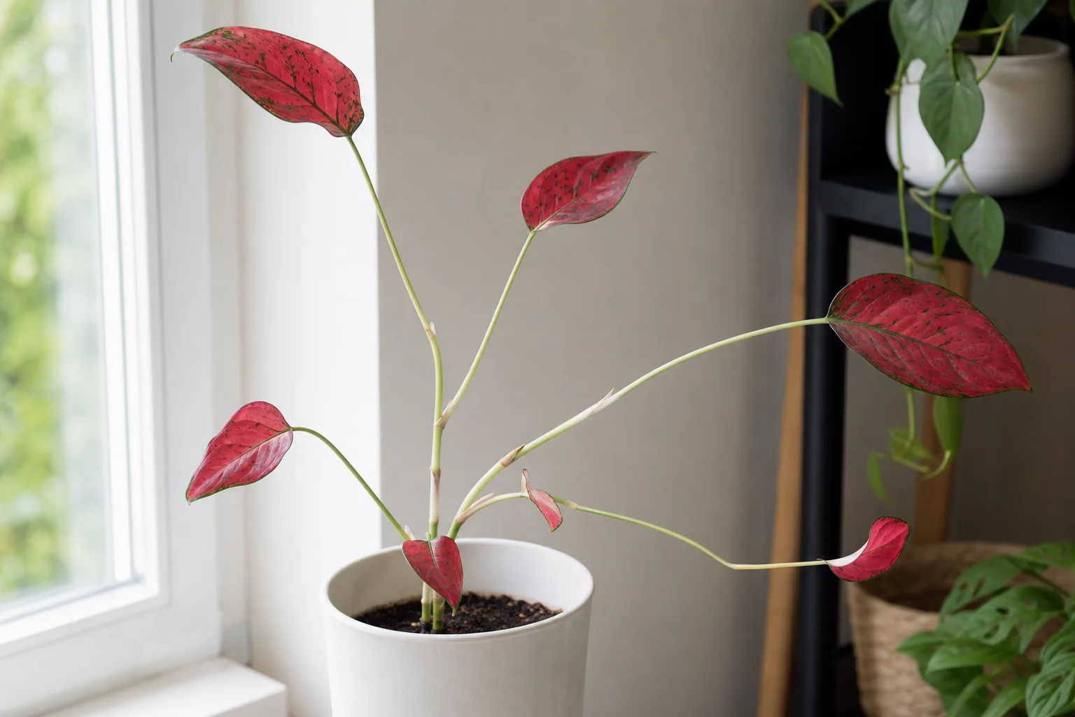 Leggy Growth on Aglaonema Red Valentine - visible symptom on the plant