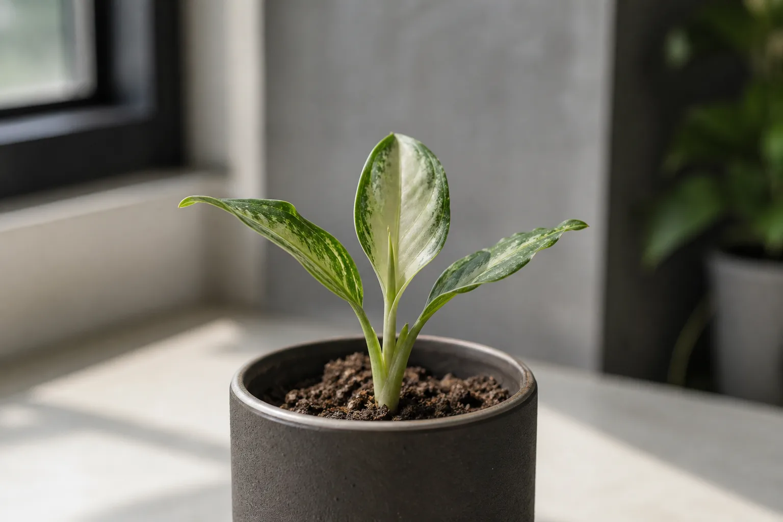 Slow Growth on Aglaonema - visible symptom on the plant
