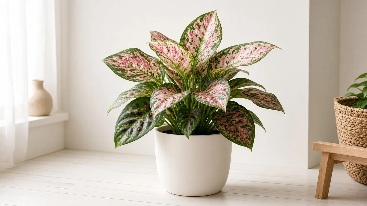 Black Spots on Aglaonema Super White - visible symptom on variegated Chinese evergreen foliage