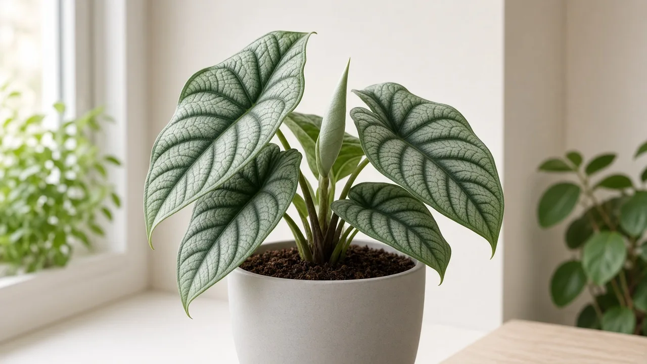 Curling leaves on Alocasia Dragon Scale - cupped ridged silvery-green foliage