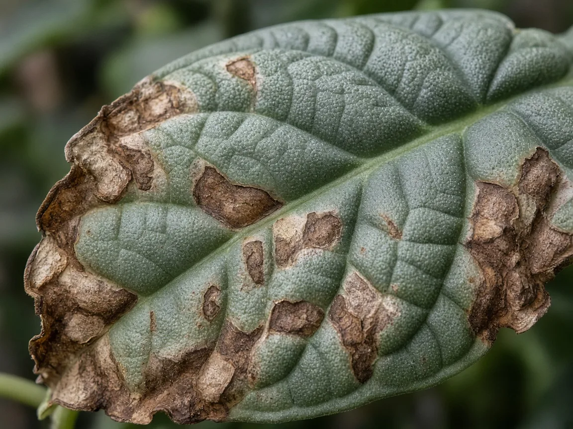 Close-up of Brown Leaves on Alocasia Maharani - diagnostic detail
