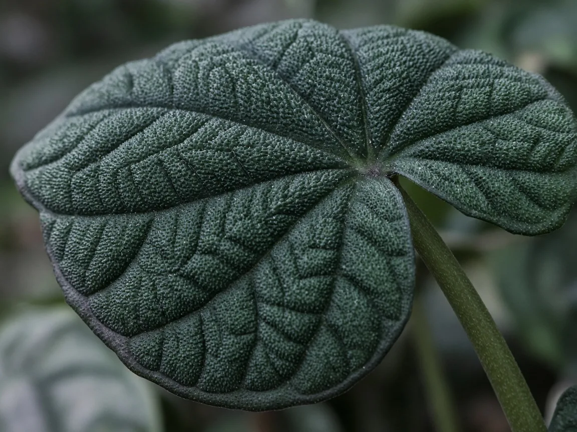 Close-up of Drooping Leaves on Alocasia Melo - diagnostic detail