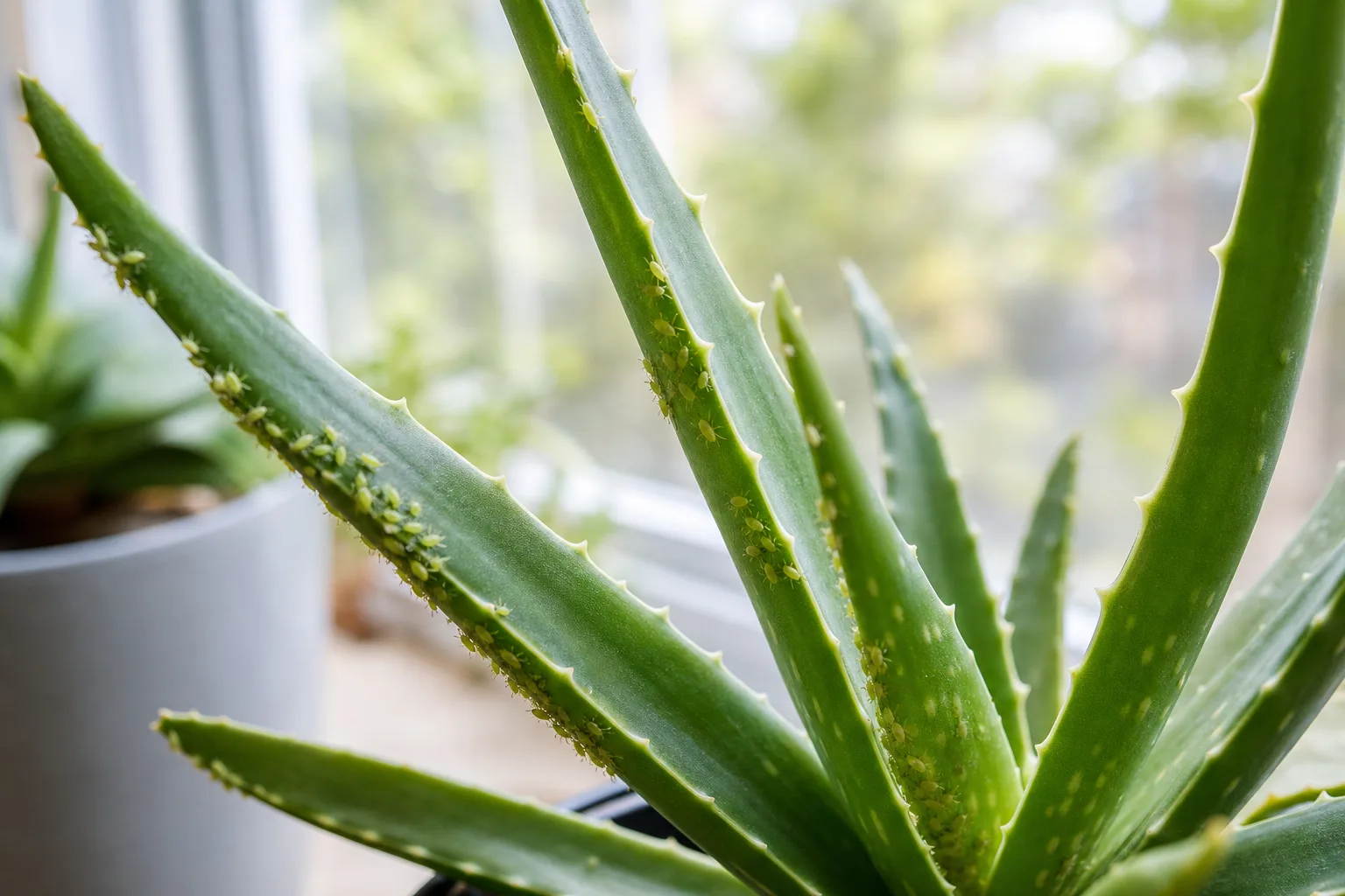 Aphids on Aloe Vera - visible symptom on the plant