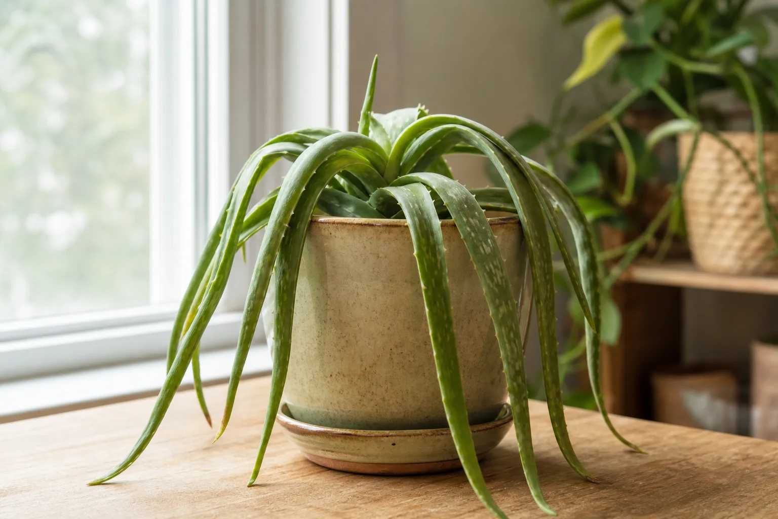 Drooping Leaves on Aloe Vera - visible symptom on the plant