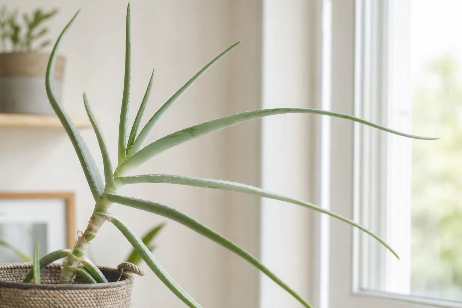 Leggy Growth on Aloe Vera - visible symptom on the plant
