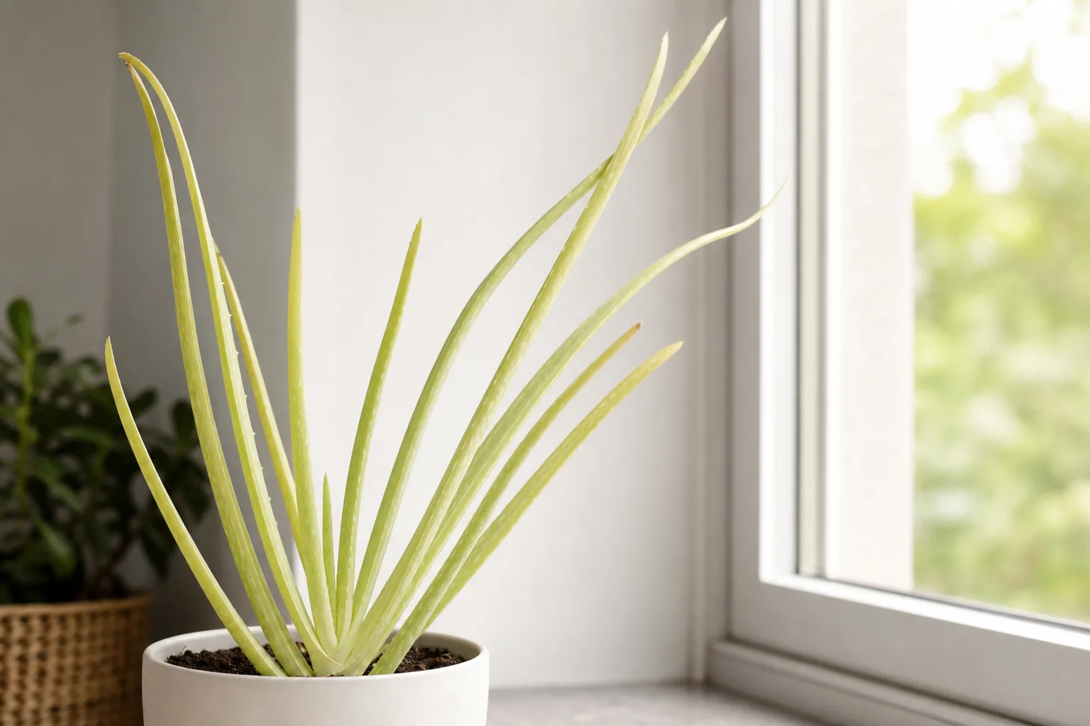 Not Enough Light on Aloe Vera - visible symptom on the plant