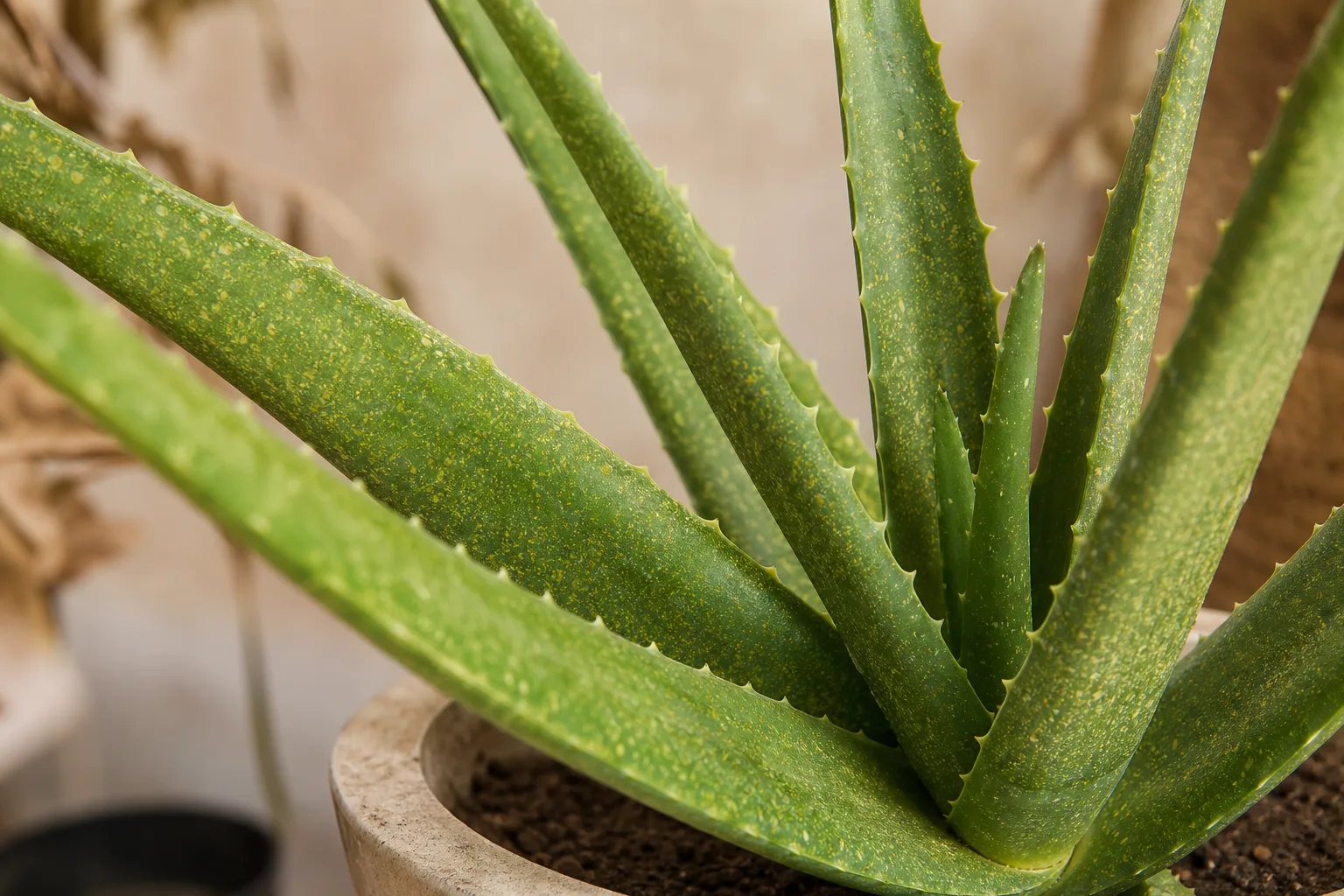 Spider Mites on Aloe Vera - visible symptom on the plant