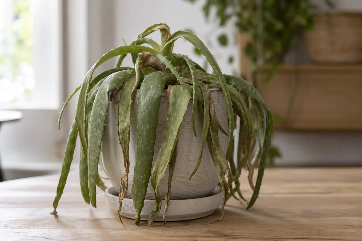Wilting on Aloe Vera - visible symptom on the plant