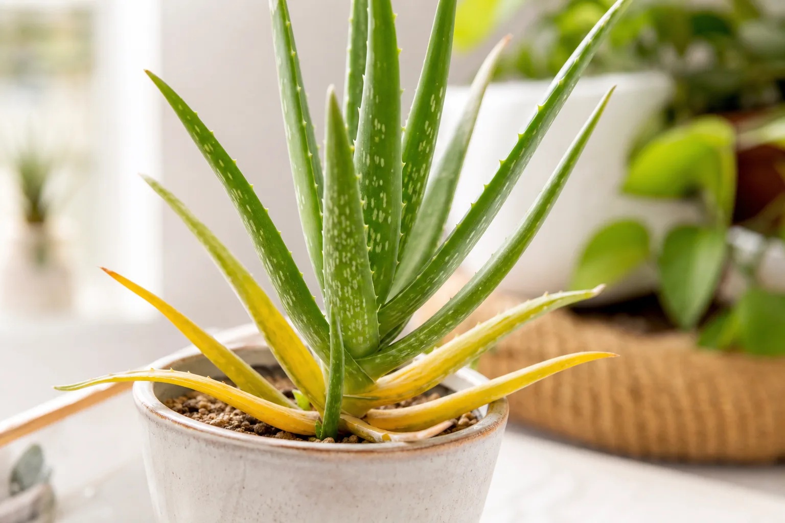 Yellow Leaves on Aloe Vera - visible symptom on the plant
