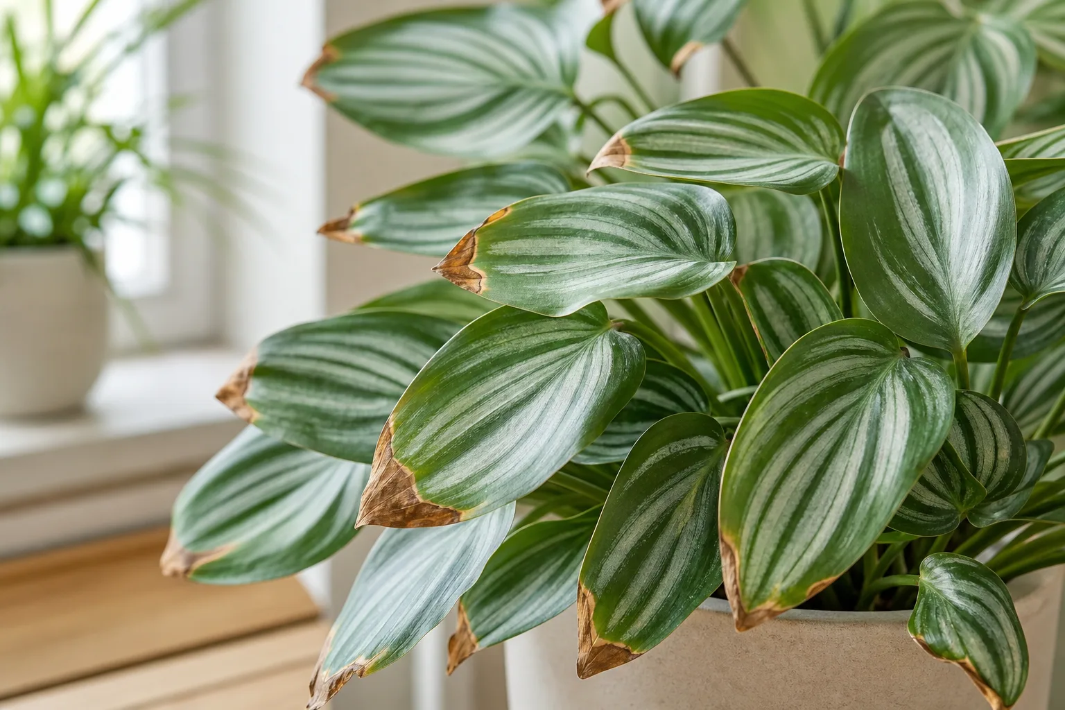 Brown Tips on Aluminum Plant - visible symptom on the plant