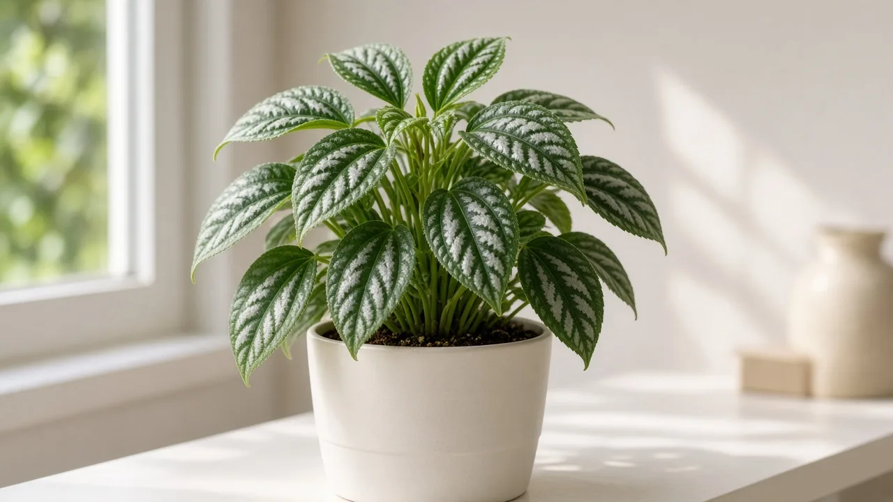Curling leaves on Aluminum Plant - visible symptom on the plant