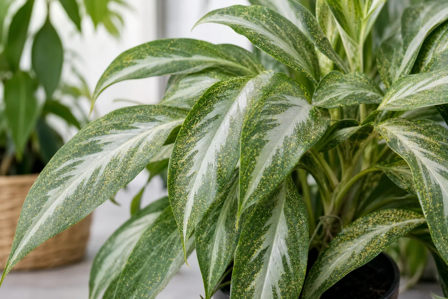 Spider Mites on Aluminum Plant - visible symptom on the plant