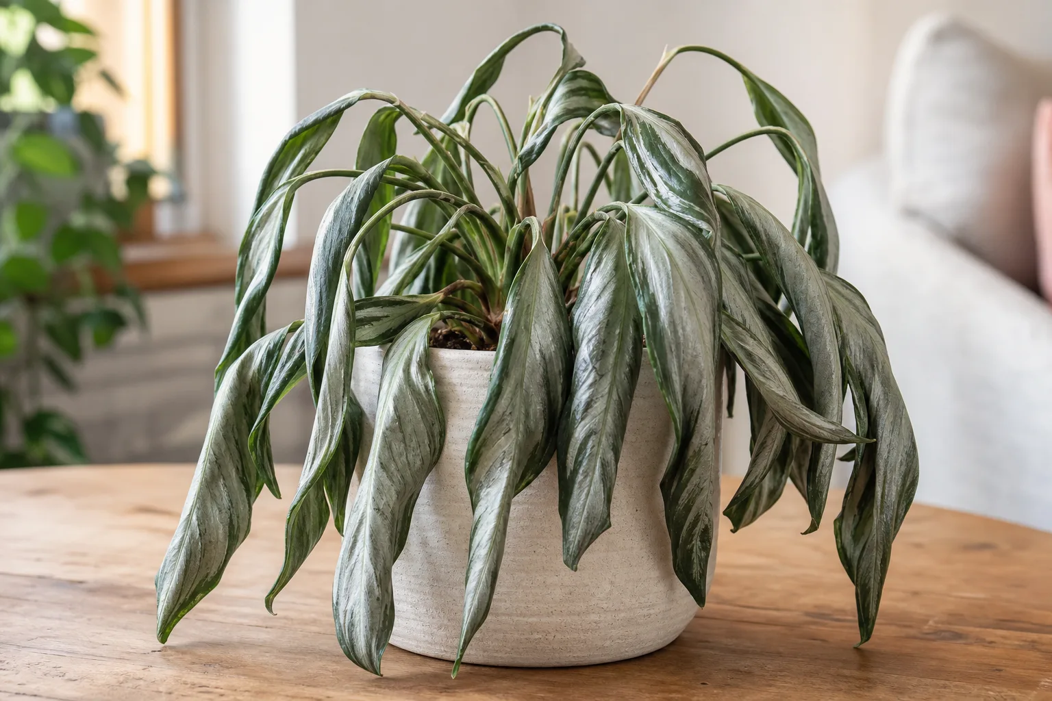 Wilting on Aluminum Plant - visible symptom on the plant