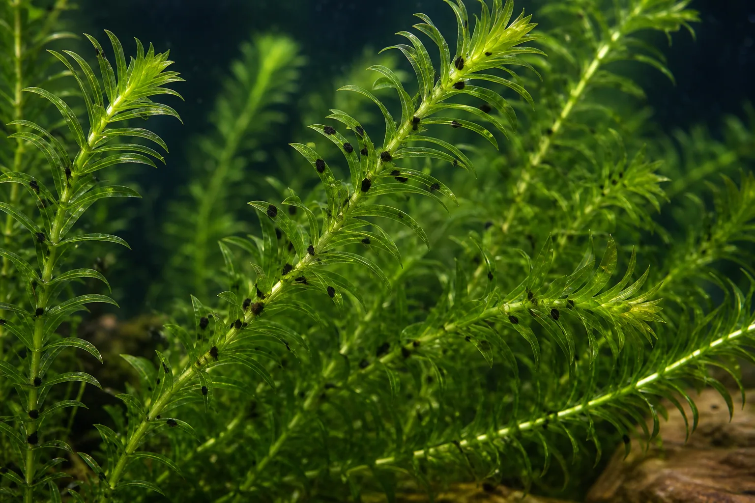 Black Spots on Anacharis / Elodea - visible symptom on the plant