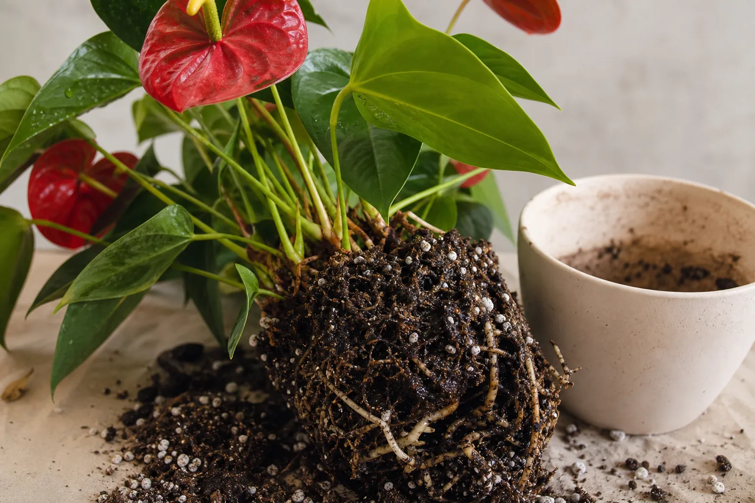 Root Rot on Anthurium - visible symptom on the plant