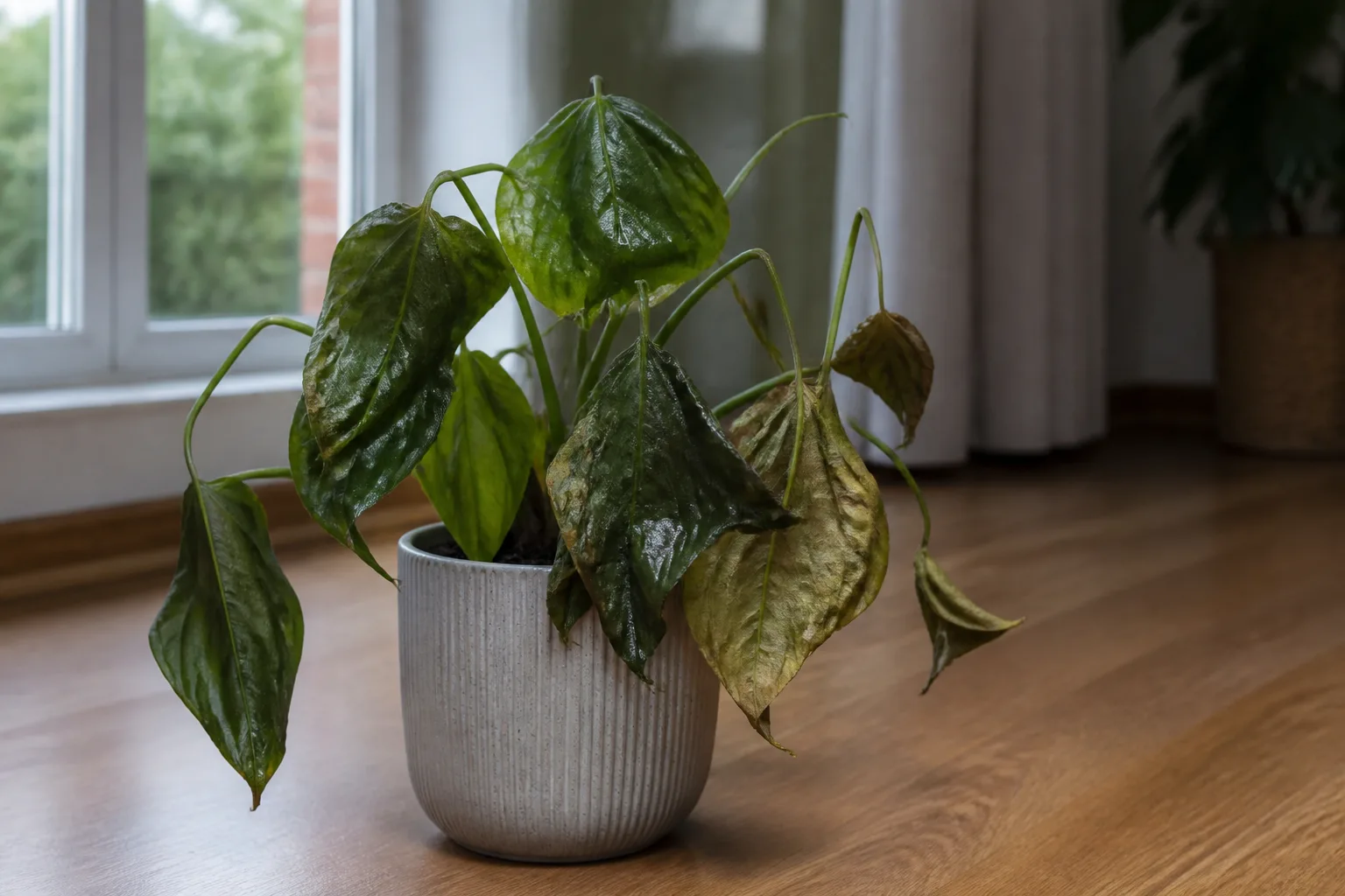 Wilting on Anthurium - visible symptom on the plant