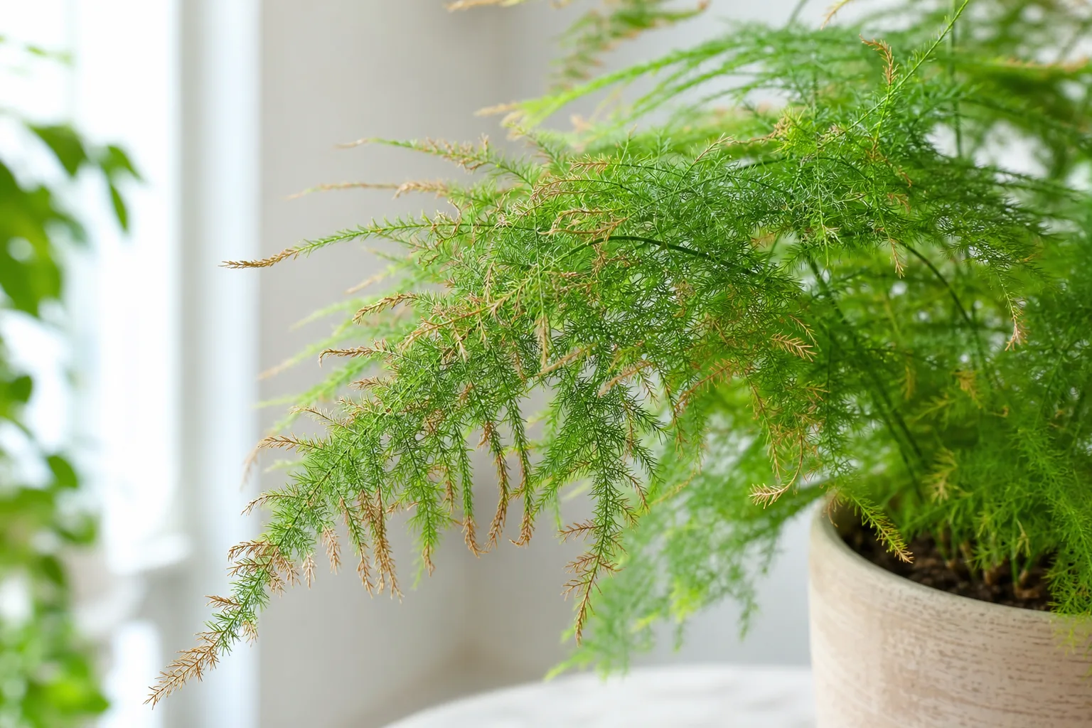Brown Tips on Asparagus Fern - visible symptom on the plant