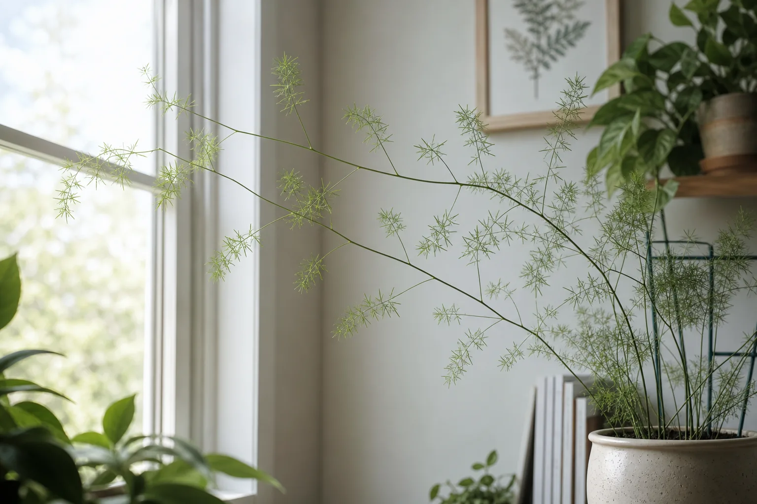 Leggy Growth on Asparagus Fern - visible symptom on the plant